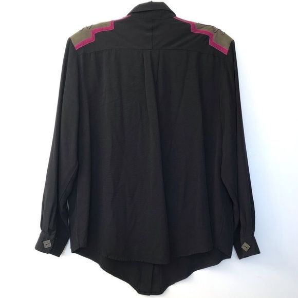 VINTAGE KAREN MCCARTY Size Large Black Rhinestone Button Down; Preloved - Picture 6 of 6